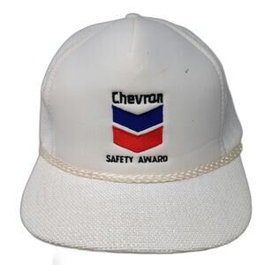 Designer Award Trucker Hat White OS Chevron Safety Award Mesh Snapback Rope